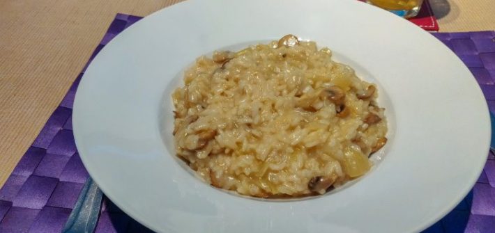 Vegan risotto met champignons