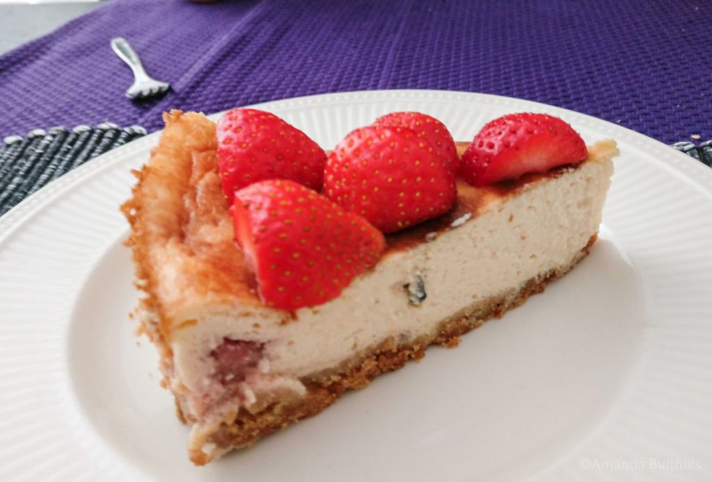 Lactosevrije cheesecake met aardbeien