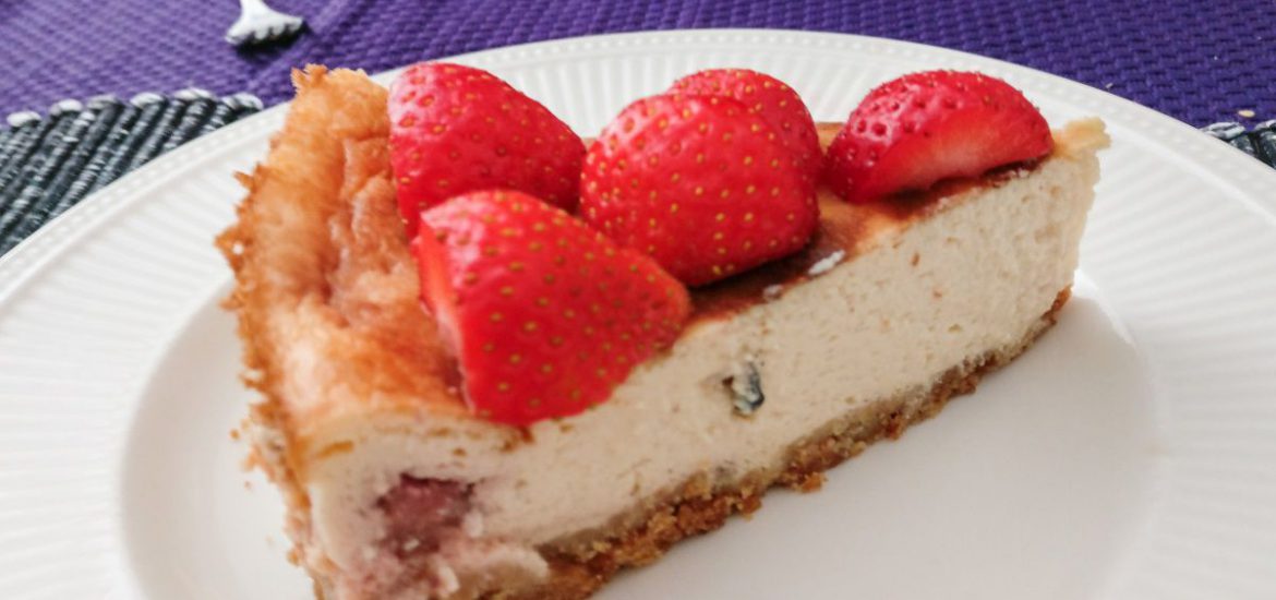 Lactosevrije cheesecake met aardbeien