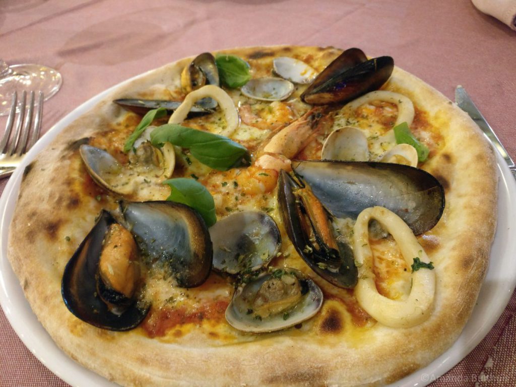 Seafood pizza