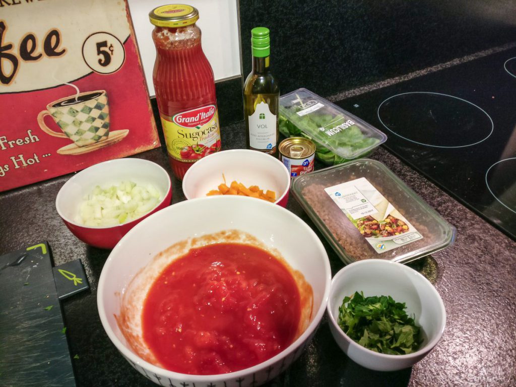 Ingrediënten vegan lasagne