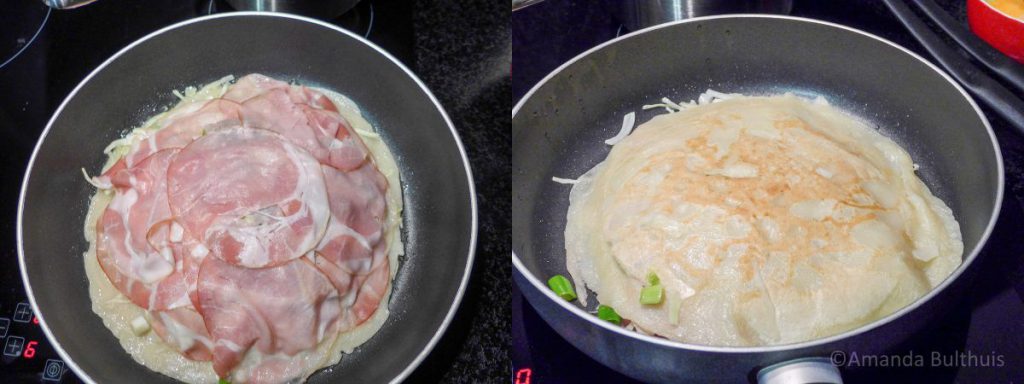 Okonomiyaki pannenkoek met bacon