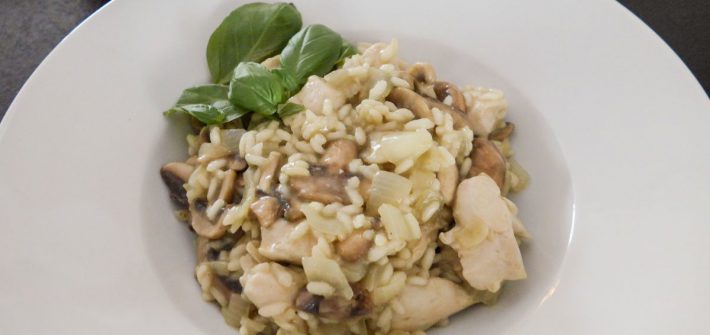 Risotto met kip en champignons