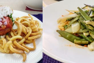 Javaanse schijf burger - Pasta met lentegroente