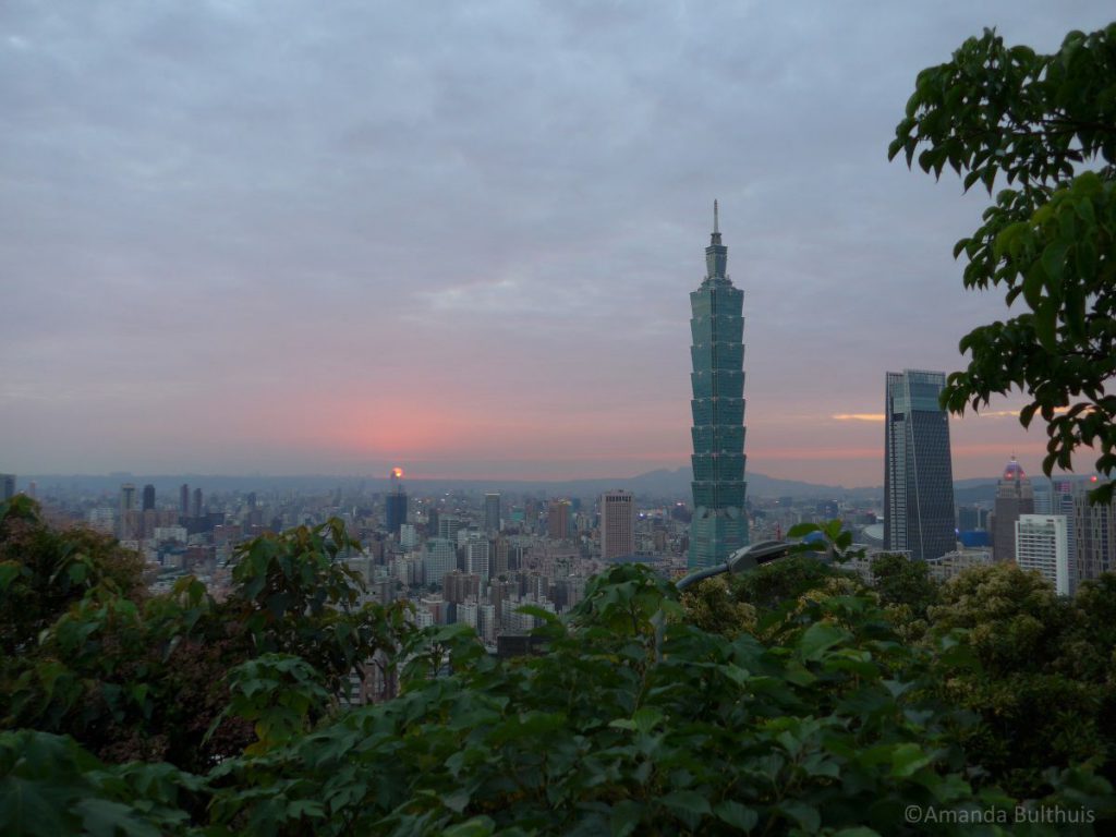 Uitzicht op Taipei 101 vanaf Elephant Mountain