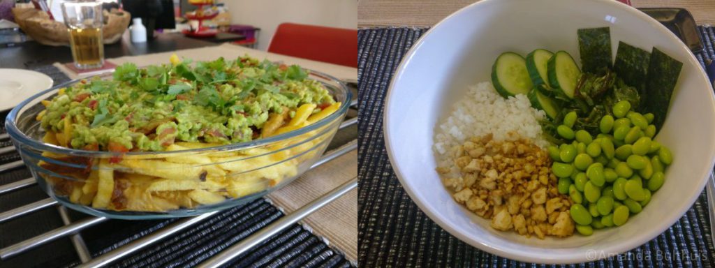 Loaded fries met sushi bowl