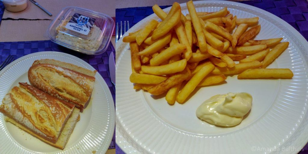 Aardappelsalade en friet