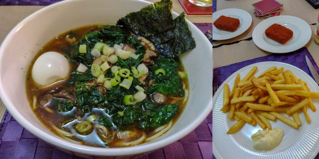 Ramen met rode miso en frietjes