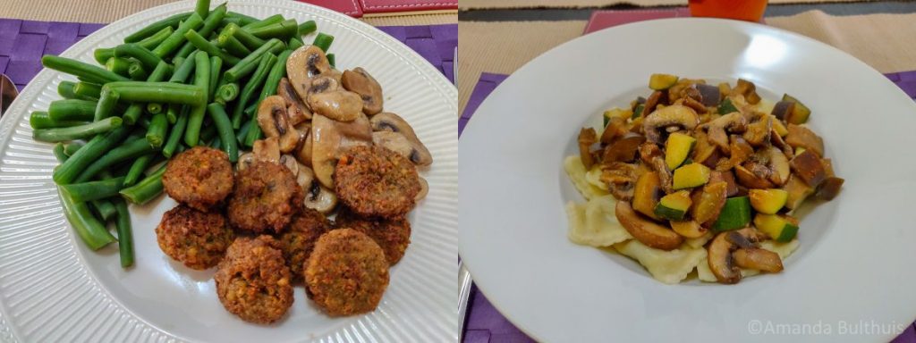 Sperziebonen met  falafel en pasta