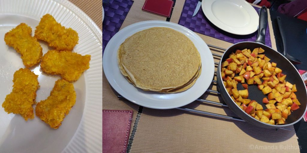 Veganuggets en pannenkoeken