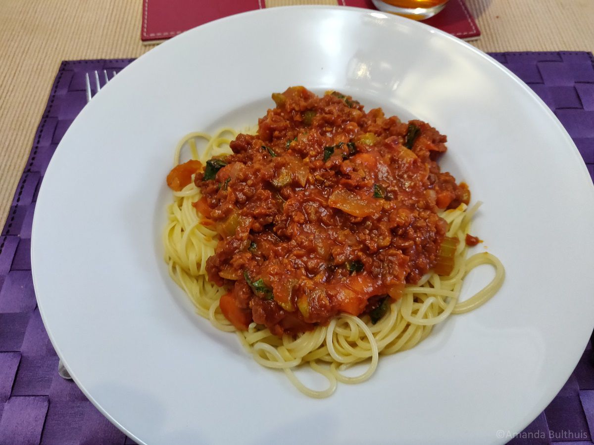 Vegetarische spaghetti bolognese - Keukenneusje