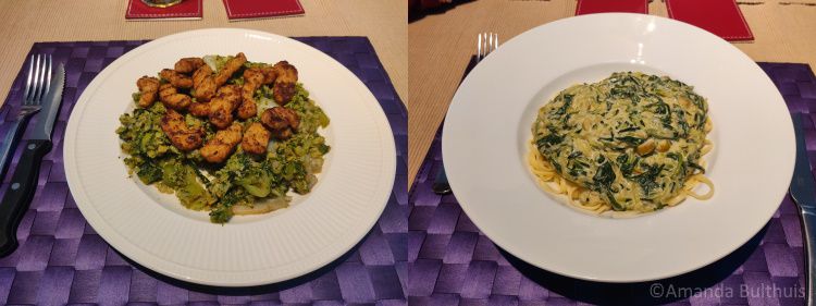 Broccolirijst en courgettespaghetti