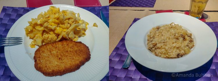 Schnitzel en risotto