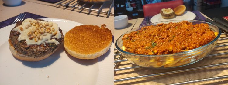 Italiaanse burger en frietjes bolognese