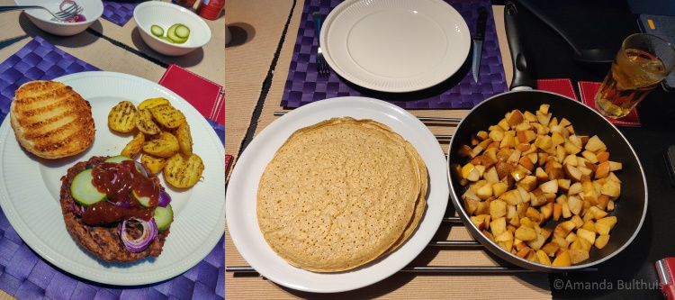 Vegaburgers en pannenkoeken