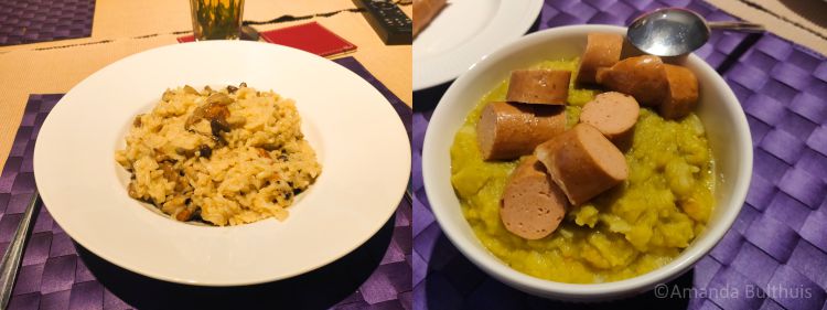 Risotto met paddenstoelen en erwtensoep