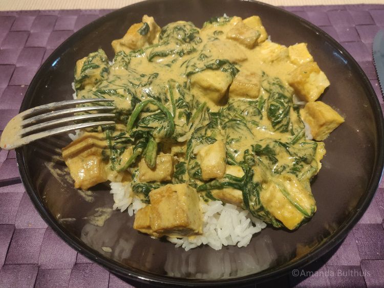 Vegan saag paneer met spinazie en tofu - week 33 - 2022