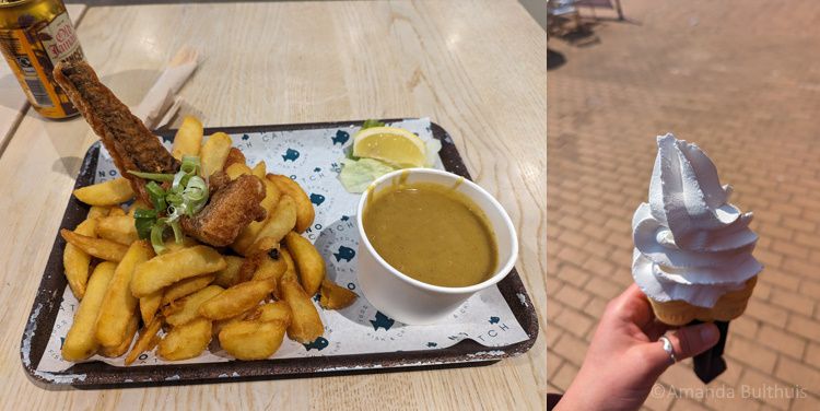 Vegan fish and chips en softijs in Brighton