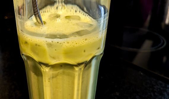 Vegan matcha iced latte