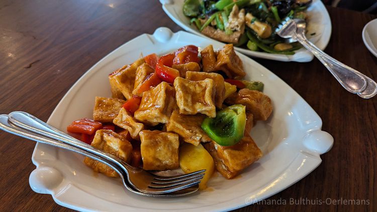 Vegan koe Loe Yuk met tofu bij Full Moon City in Den Haag